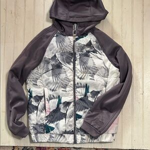 The North Face Women’s Hooded Puffer Jacket - Gray, White, Teal Accents